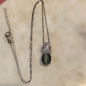 NWOT GREEN TIGER EYE STERLING SILVER NECKLACE
